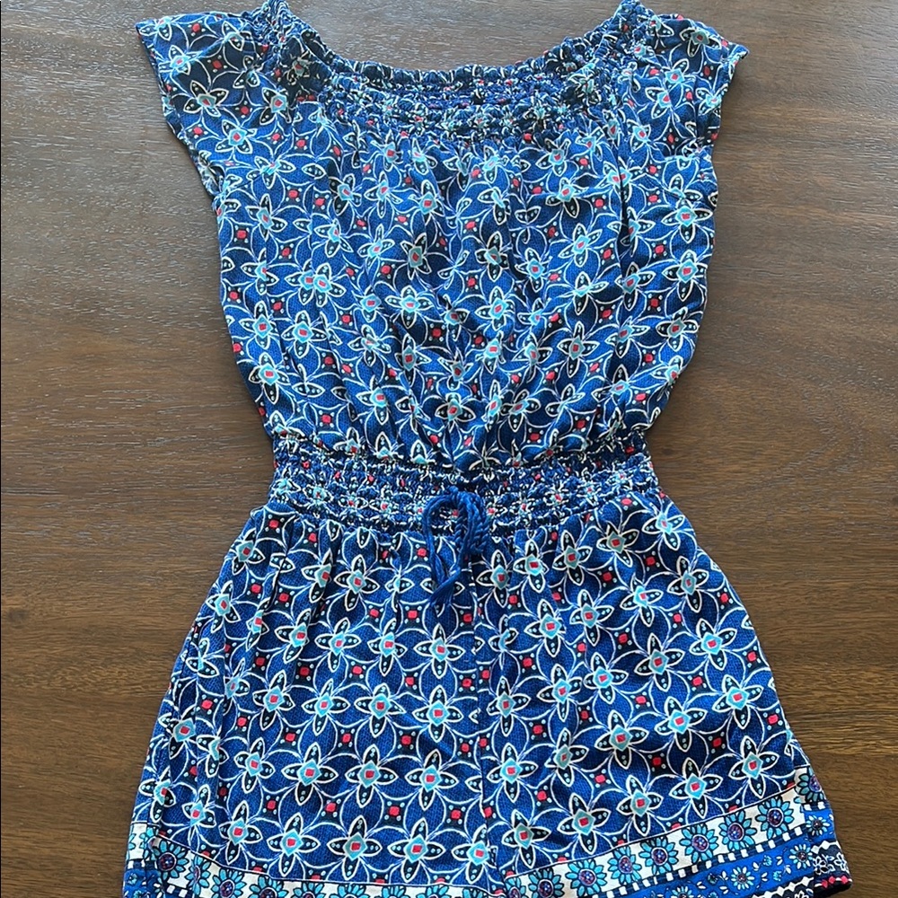 Charming Blue Floral Kids Romper
